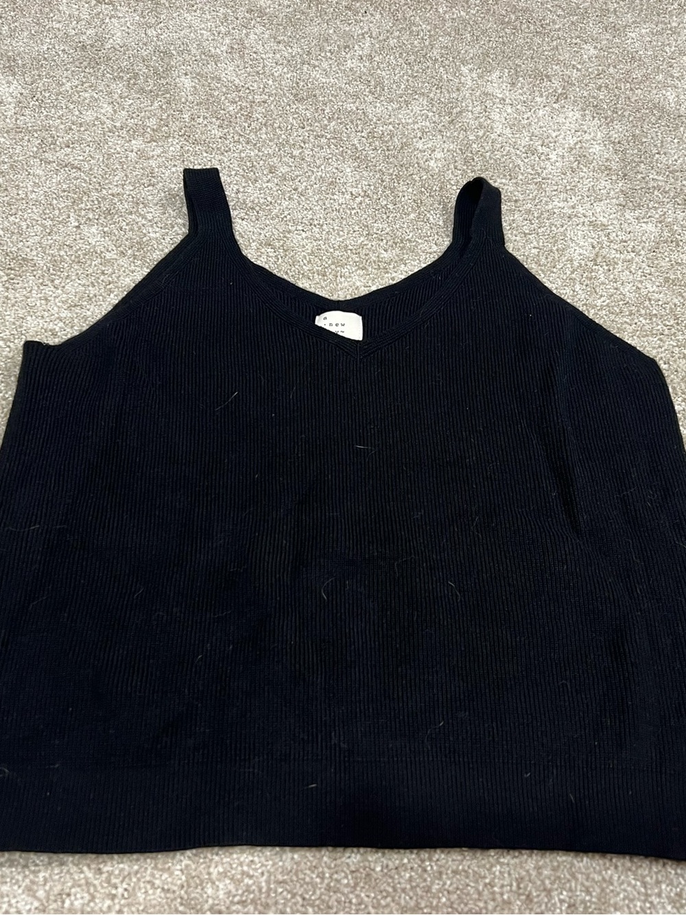 a new day Black Ribbed V-Neck Tank
